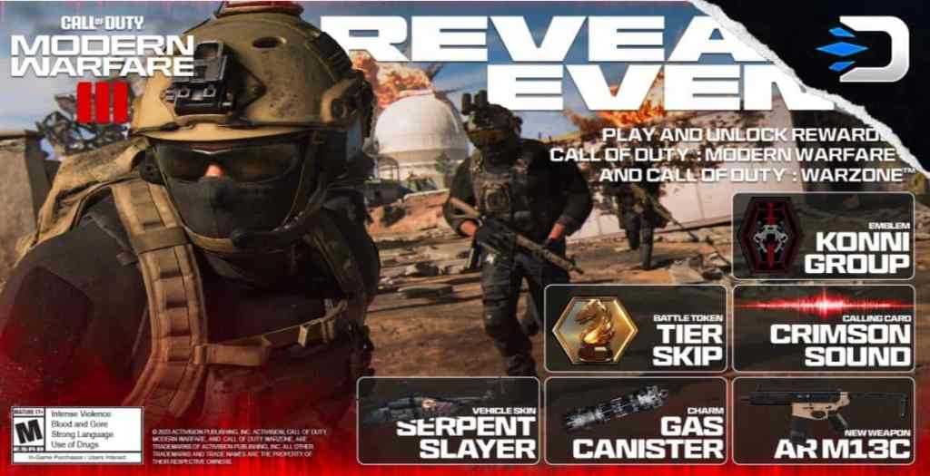 MODERN WARFARE 3 ALL REVEAL EVENT REWARDS CONFIRMED