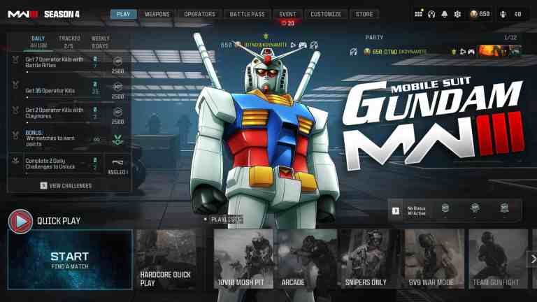 MW3 GUNDAM EVENT RELEASE DATE, OPERATORS AND REWARDS