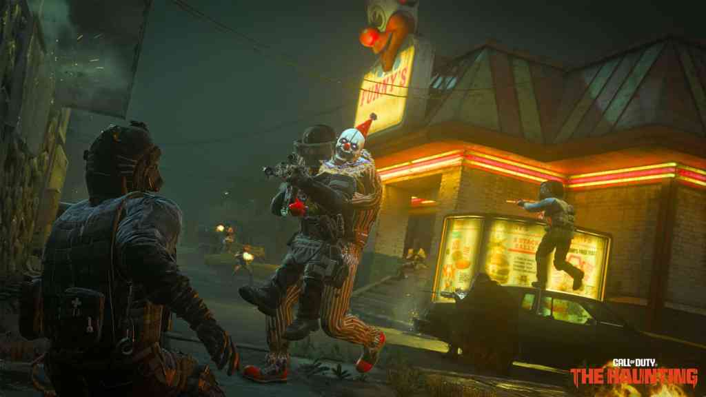 Clown holding someone