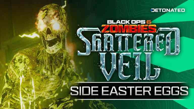 Screenshot of a Toxic Zombie, and the Shattered Veil Logo.