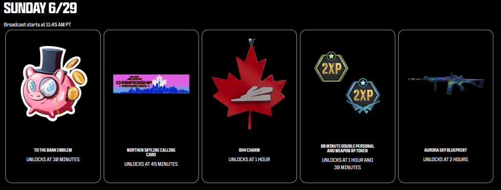 Screenshot of CDL Champs 2025 Rewards - June 29th.