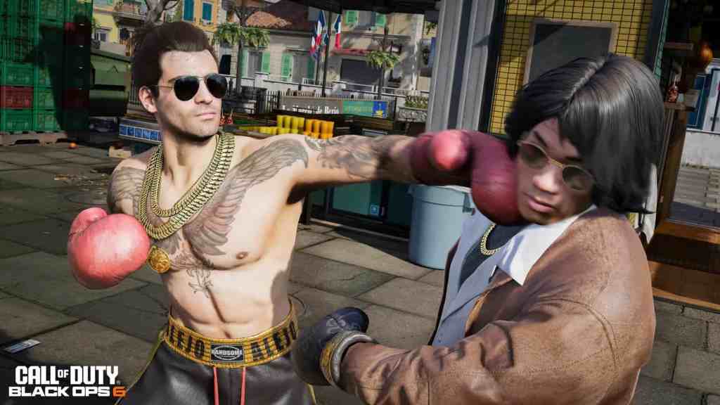 Operators boxing with boxing gloves in the new MP map “Exchange” in Season 5 of Black Ops 6.