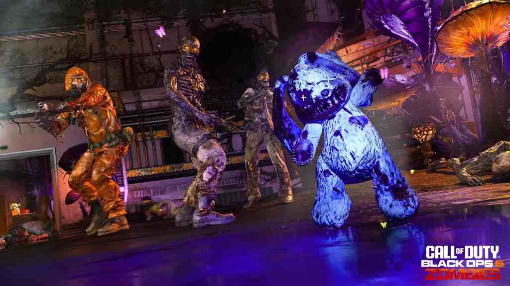 Screenshot of zombies being disgraced by the new Mister Peeks Field Upgrade in Black Ops 6 Zombies Season 5 ‘The Reckoning’.