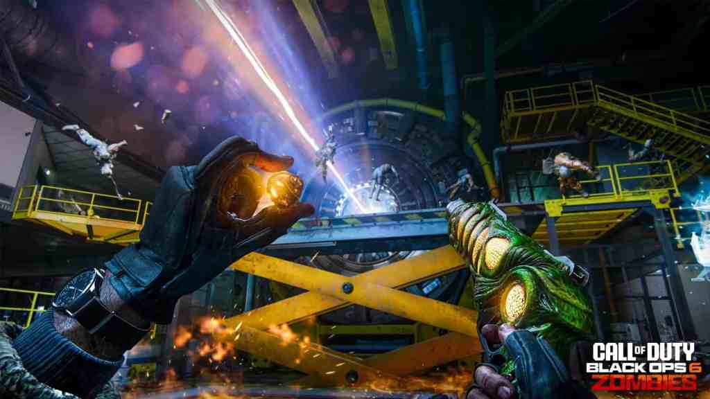 An Operator reloading the Gorgofex Wonder Weapon, while fighting against the undead.