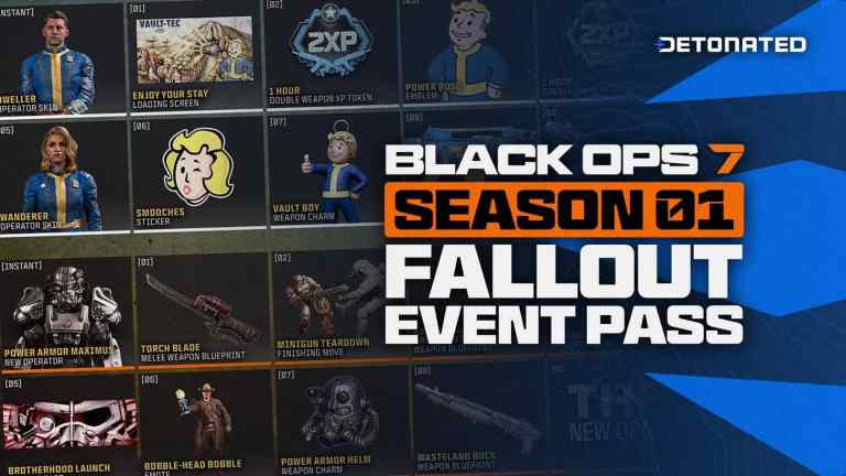 All Fallout Black Ops 7 Event Pass Rewards in Season 1 Reloaded (Operators, Blueprints, Camo)
